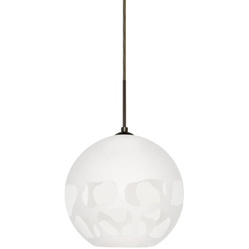 Rocky LED 10 inch Bronze Cord Pendant Ceiling Light in White Glass