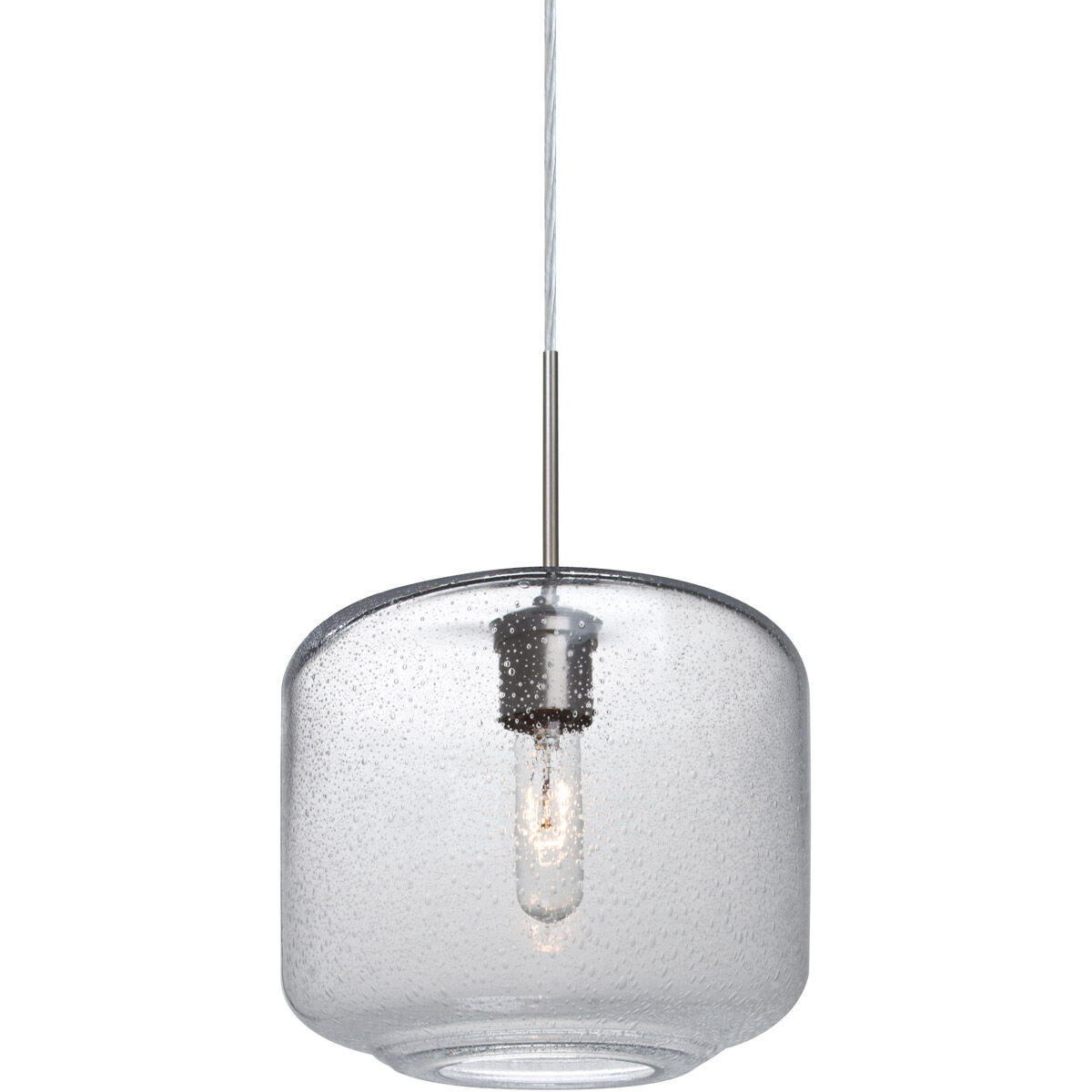 Niles 10 1 Light Satin Nickel Cord Pendant Ceiling Light in Clear Glass