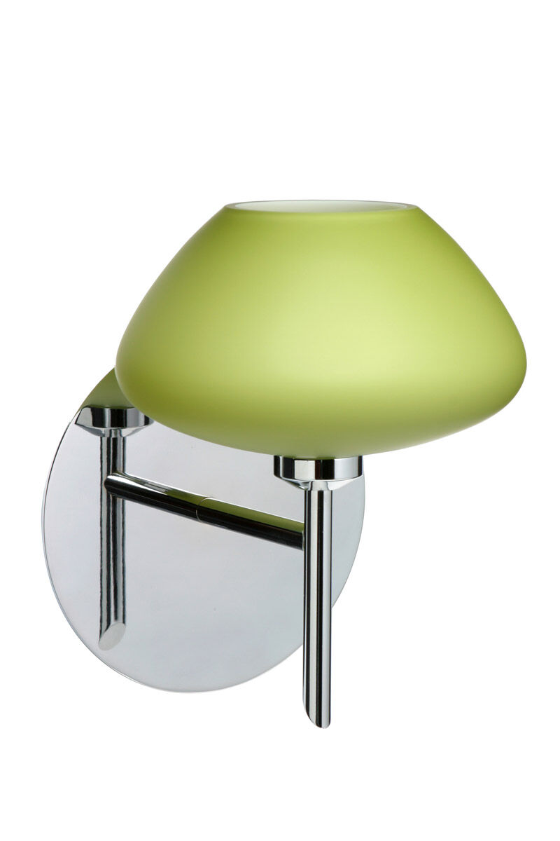 Peri 1 Light 5 inch Chrome Mini Sconce Wall Light in Halogen, Chartreuse Glass