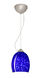 Lucia 1 Light Satin Nickel Pendant Ceiling Light in Incandescent, Blue Cloud Glass