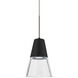 Timo 6 LED Bronze Cord Pendant Ceiling Light in Clear with Black Glass