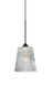 Nico 1 Light Bronze Pendant Ceiling Light in Clear Stone Glass, Halogen