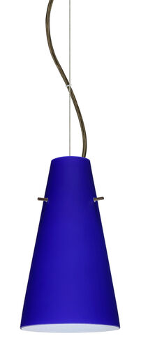 Cierro LED Bronze Pendant Ceiling Light in Cobalt Blue Matte Glass