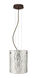 Tamburo 8 1 Light Bronze Pendant Ceiling Light in Incandescent, Stone Silver Foil Glass