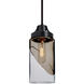 Blink 1 Light Black Pendant Ceiling Light in Smoke with Clear Glass