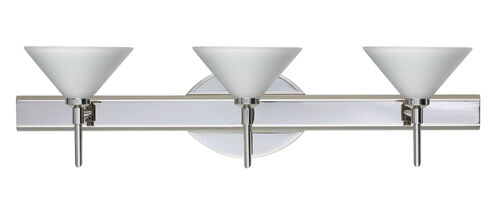 Kona LED 23 inch Chrome Vanity Wall Light in White Glass