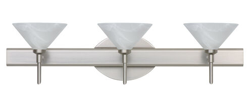 Kona 3 Light 23 inch Satin Nickel Vanity Lighting Wall Light in Halogen, Marble Glass