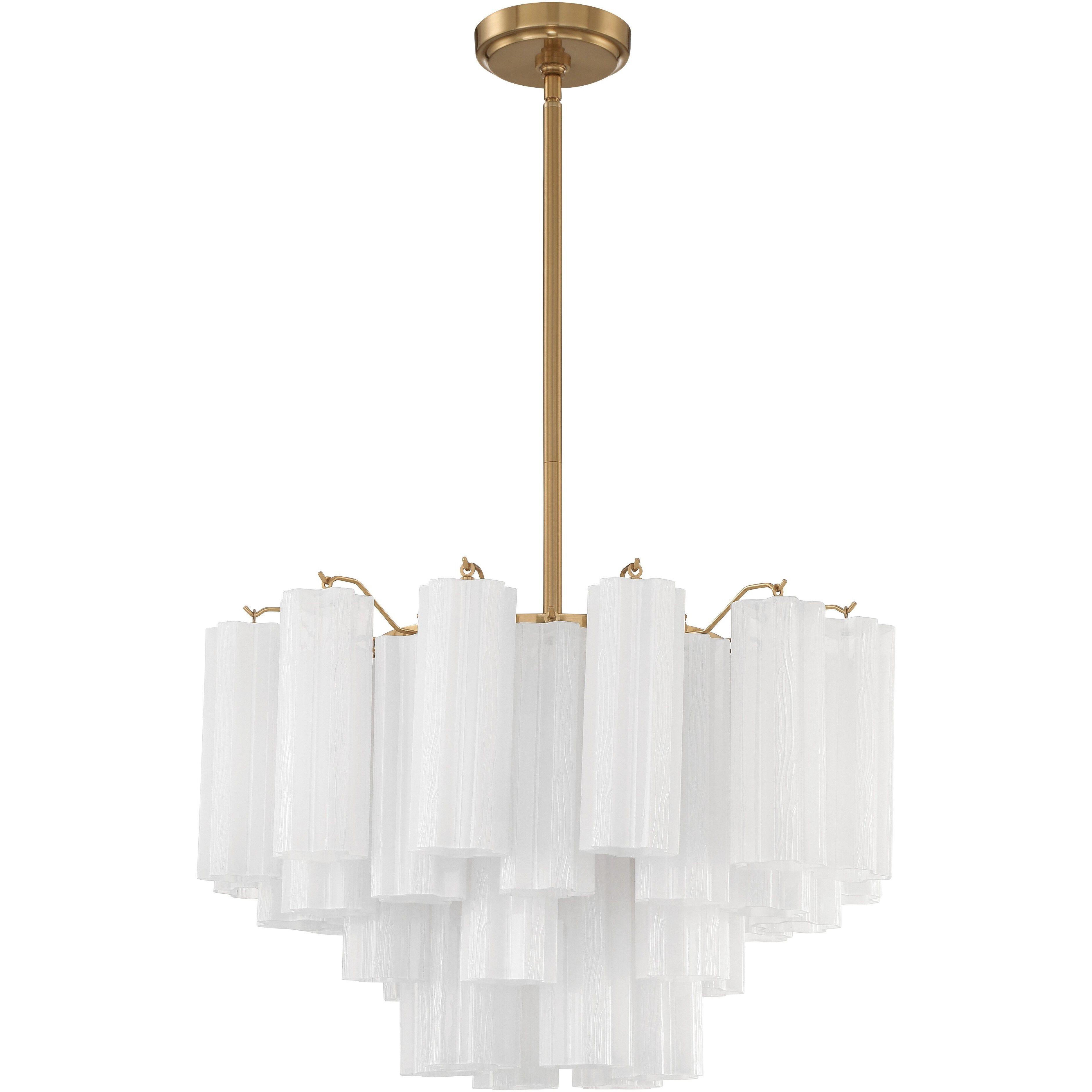 Addis 9 Light 22 inch Aged Brass Chandelier Ceiling Light in Tronchi Glass White