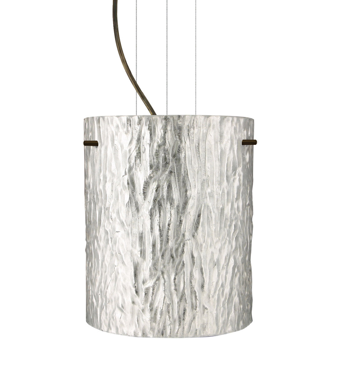 Tamburo 8 1 Light Bronze Pendant Ceiling Light in Incandescent, Stone Silver Foil Glass