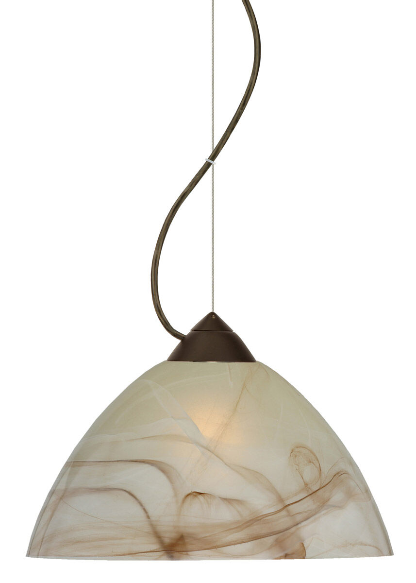 Tessa LED Bronze Pendant Ceiling Light in Mocha Glass