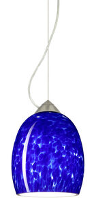 Besa Lighting Lucia LED Satin Nickel Pendant Ceiling Light in Blue Cloud Glass 1KX-169786-LED-SN - Open Box