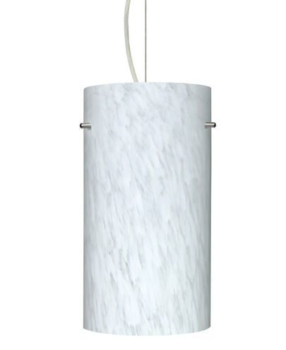 Tondo LED Satin Nickel Pendant Ceiling Light in Carrera Glass