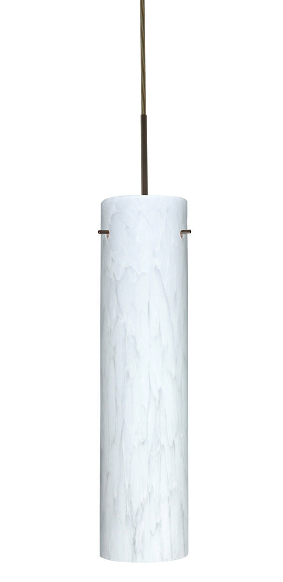 Stilo 16 1 Light 4 inch Bronze Pendant Ceiling Light in Incandescent, Carrera Glass