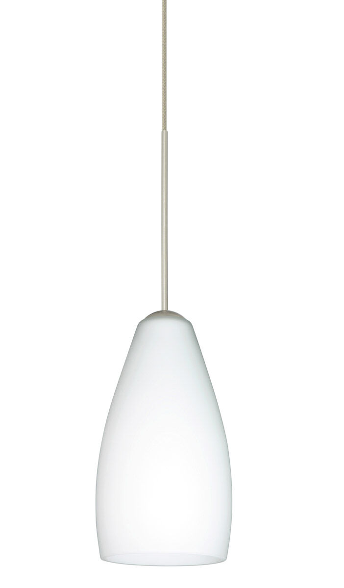Karli LED Satin Nickel Pendant Ceiling Light in Opal Matte Glass