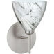 Mia LED 5 inch Satin Nickel Mini Sconce Wall Light in Marble Grigio Glass