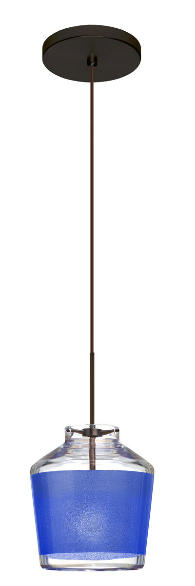 Pica 6 1 Light Bronze Pendant Ceiling Light in Halogen, Blue Sand Glass