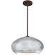 Brio 14 LED Bronze Stem Pendant Ceiling Light in Silver Foil Glass