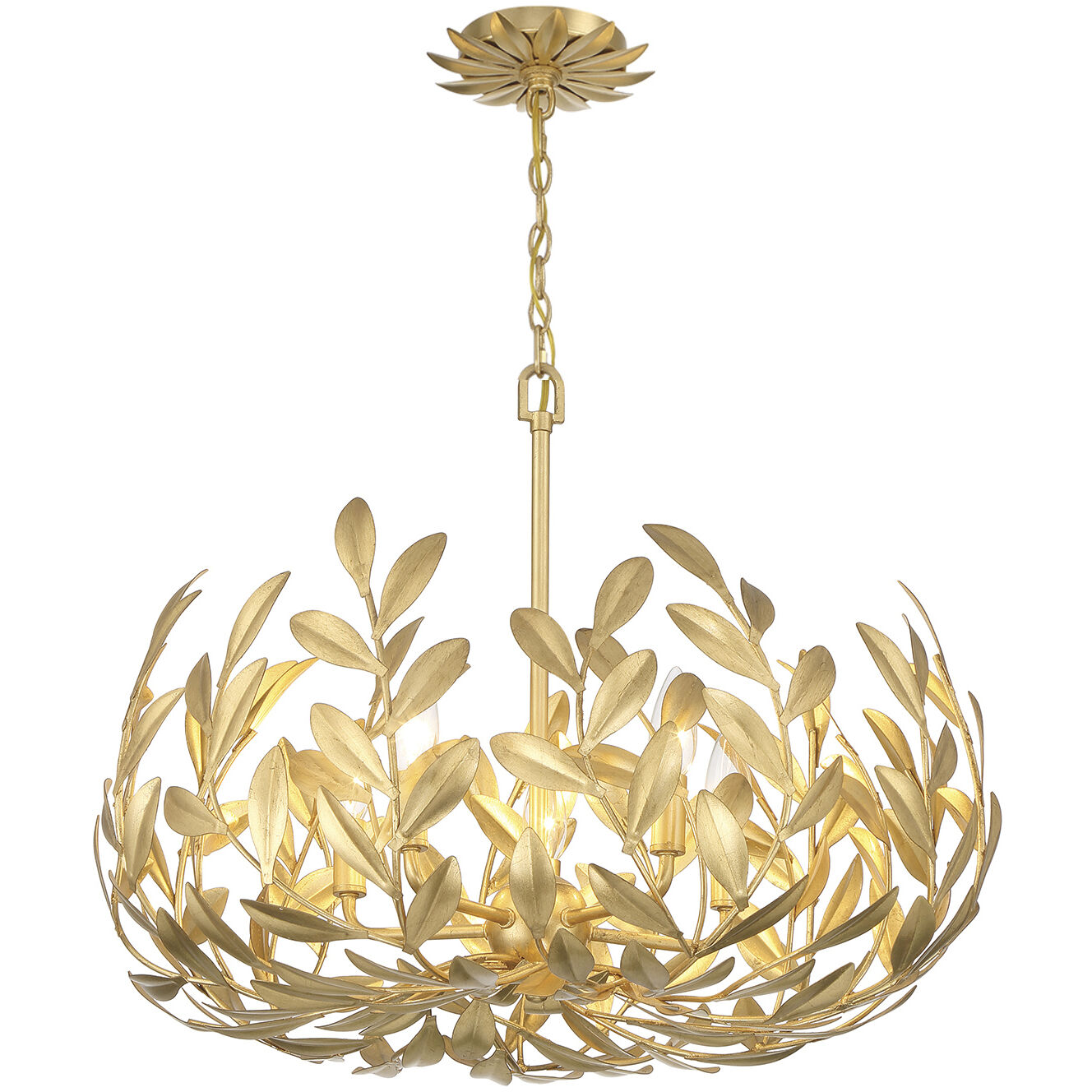 Broche 5 Light 23 inch Antique Gold Chandelier Ceiling Light
