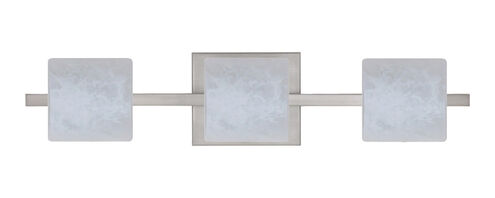 Paolo 3 Light 23 inch Satin Nickel Vanity Lighting Wall Light in Halogen, Carrera Glass