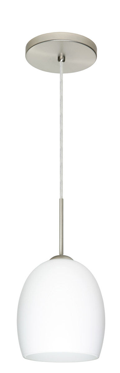 Lucia LED Satin Nickel Pendant Ceiling Light in Opal Matte Glass