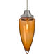 Sulu 1 Light Satin Nickel Pendant Ceiling Light in Amber Bubble Glass