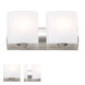 Celtic 2 Light 15 inch Satin Nickel Vanity Wall Light in Opal Glossy/Clear Glass, Incandescent