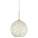 Coco 8 LED Satin Nickel Cord Pendant Ceiling Light in Carrera Glass