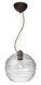 Wave 1 Light Bronze Pendant Ceiling Light in Clear Wave Glass