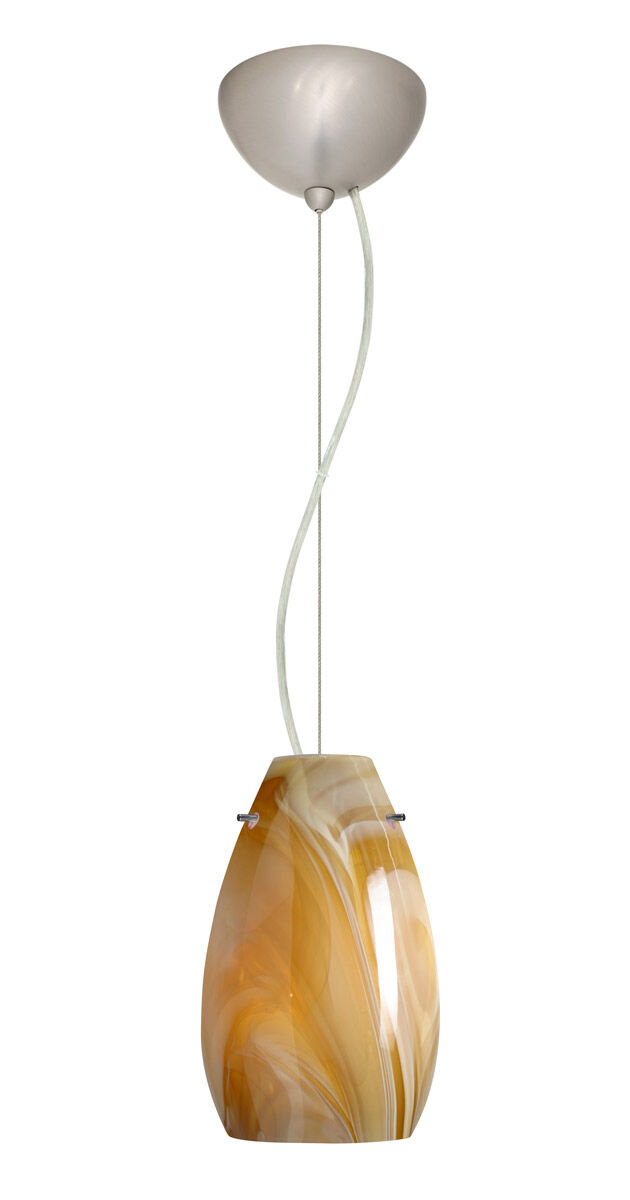 Pera 9 1 Light Satin Nickel Pendant Ceiling Light in Incandescent, Honey Glass