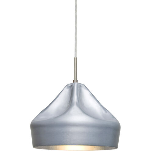 Lotus LED Satin Nickel Cord Pendant Ceiling Light in Silver Foil Satin Nickel