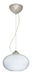Pape 1 Light Satin Nickel Pendant Ceiling Light in Opal Ribbed Glass, Incandescent