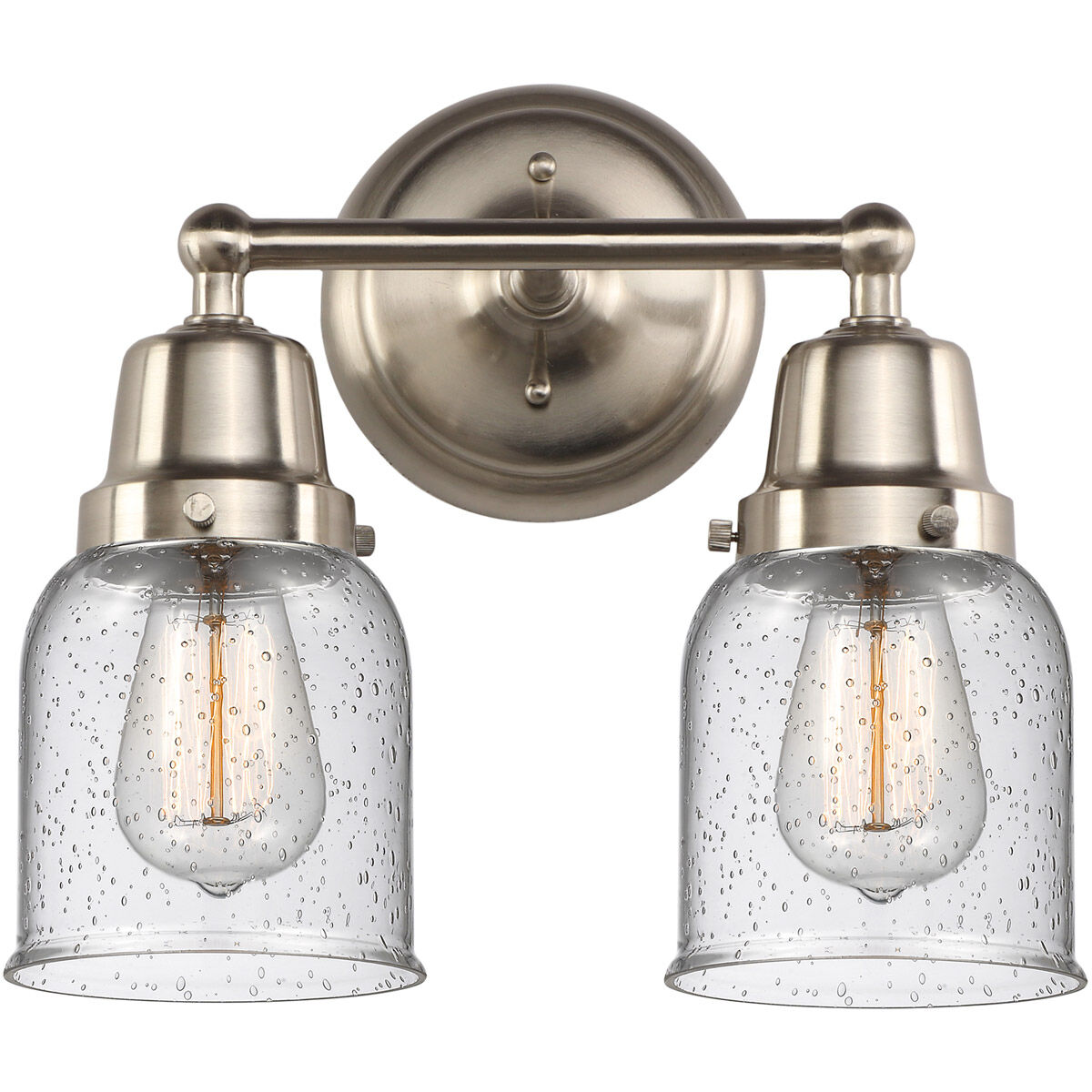 Aditi Small Bell 2 Light 13 inch Brushed Satin Nickel Bath Vanity Light Wall Light, Aditi
