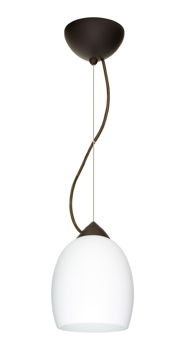 Lucia LED Bronze Pendant Ceiling Light in Opal Matte Glass