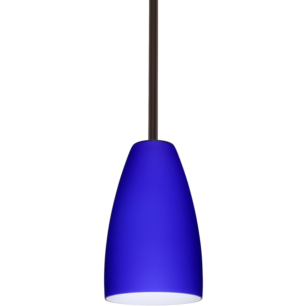 Riva 9 LED Bronze Stem Pendant Ceiling Light in Cobalt Blue Matte Glass