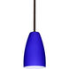 Riva 9 LED Bronze Stem Pendant Ceiling Light in Cobalt Blue Matte Glass
