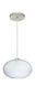 Pape 1 Light Satin Nickel Pendant Ceiling Light in Opal Ribbed Glass, Incandescent