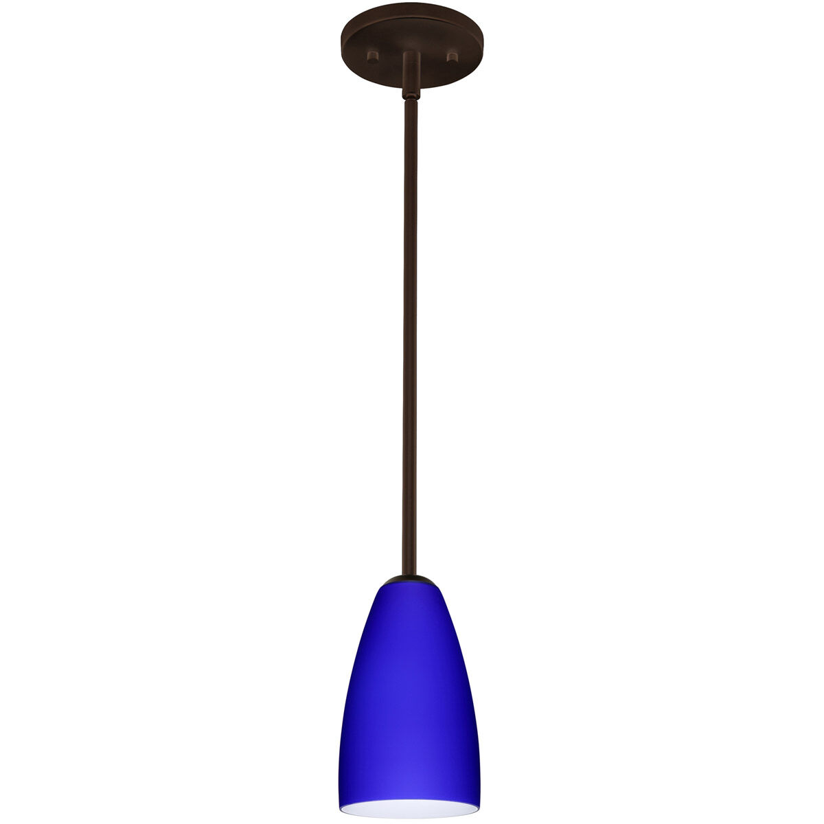 Riva 9 LED Bronze Stem Pendant Ceiling Light in Cobalt Blue Matte Glass