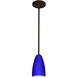 Riva 9 LED Bronze Stem Pendant Ceiling Light in Cobalt Blue Matte Glass