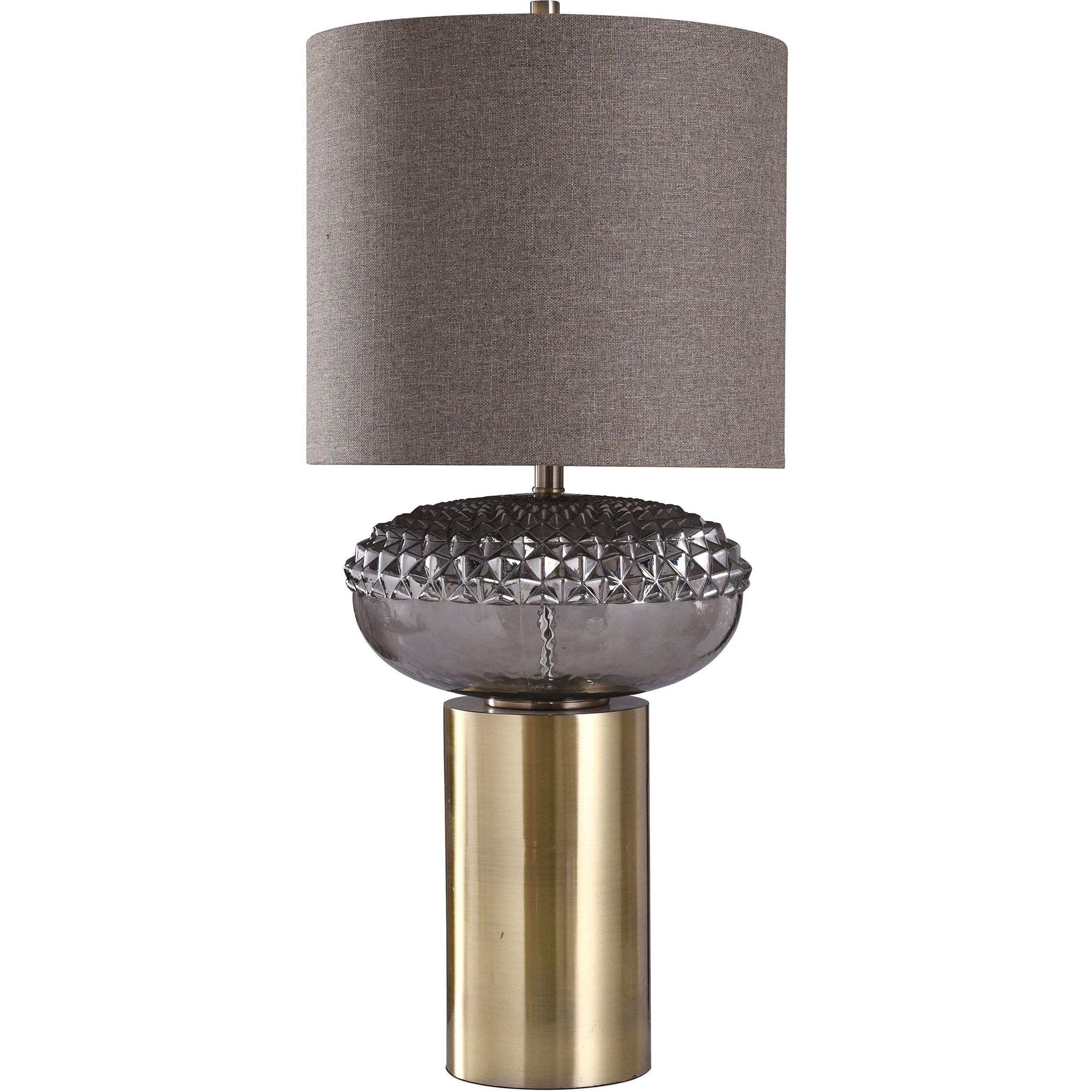 Tiffin 36 inch 150.00 watt Antique Brass/Smoke/Brown Table Lamp Portable Light 