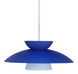 Trilo 15 1 Light Satin Nickel Pendant Ceiling Light in Incandescent, Blue Matte Glass