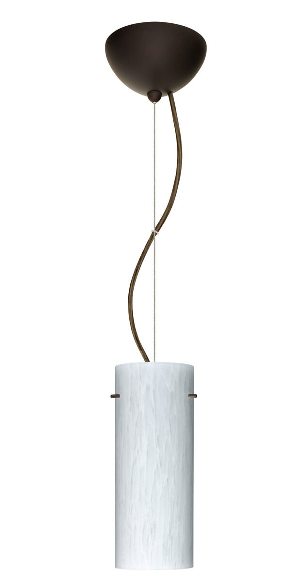 Stilo 10 LED Bronze Pendant Ceiling Light in Carrera Glass