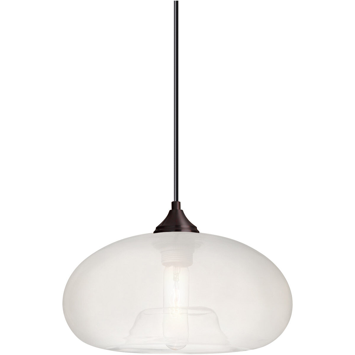 Bana 1 Light Bronze Cord Pendant Ceiling Light in Frost Glass