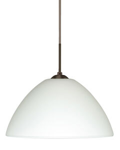 Tessa 1 Light Bronze Pendant Ceiling Light in White Glass, Incandescent