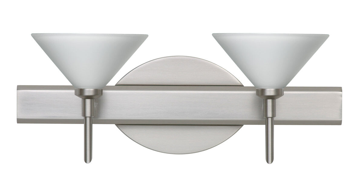 Kona 2 Light 15 inch Satin Nickel Vanity Lighting Wall Light in Halogen, White Glass