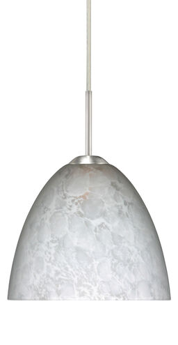Sasha II 1 Light Satin Nickel Pendant Ceiling Light in Carrera Glass, Halogen