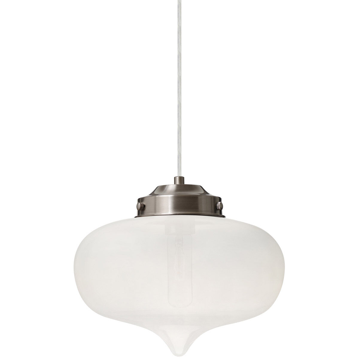 Mira 1 Light Satin Nickel Cord Pendant Ceiling Light in Frost Glass