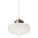Mira 1 Light Satin Nickel Cord Pendant Ceiling Light in Frost Glass