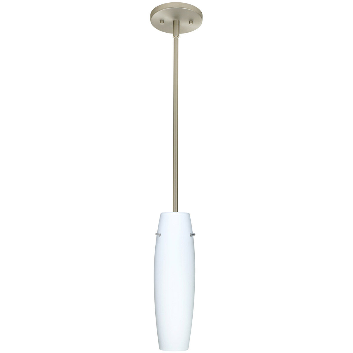 Suzi LED Satin Nickel Stem Pendant Ceiling Light in Opal Matte Glass
