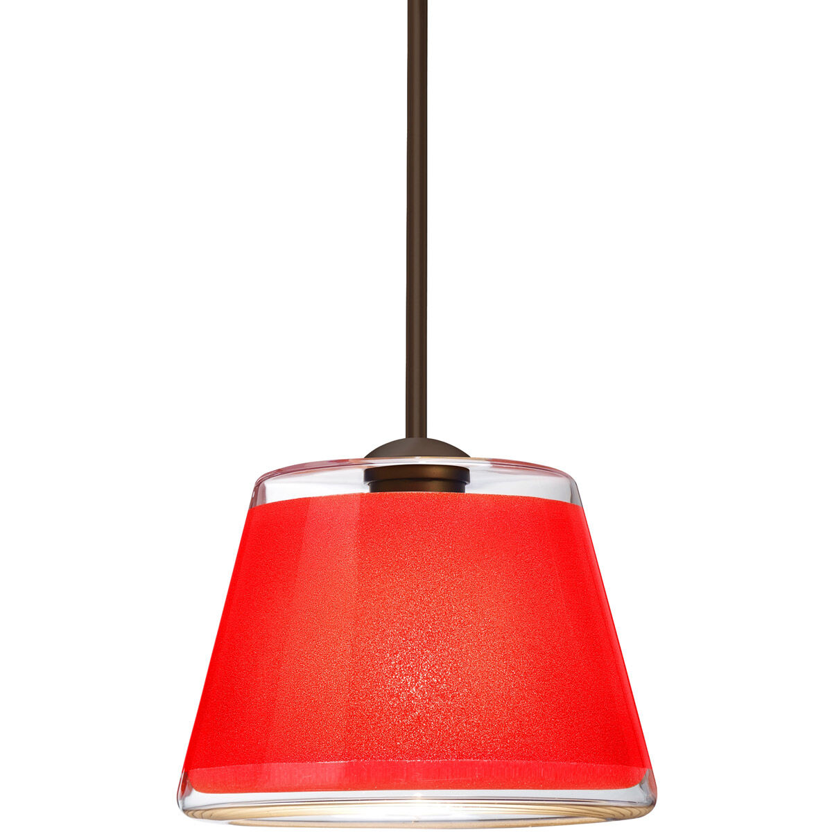 Pica 9 1 Light Bronze Stem Pendant Ceiling Light in Incandescent, Red Sand Glass