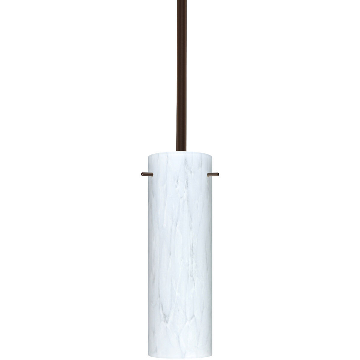 Copa 1 Light Bronze Stem Pendant Ceiling Light in Incandescent, Carrera Glass